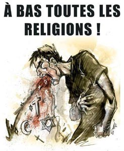 autocollant "A bas toutes les religions"