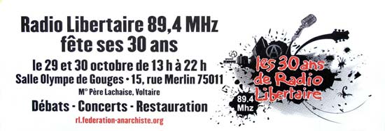 affiche les 30 ans de Radio Libertaire