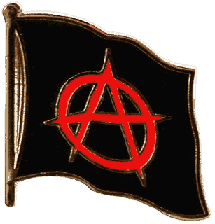 pin's drapeau noir et A cerclé