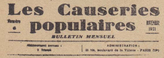 Bulletin des Causeries populaires