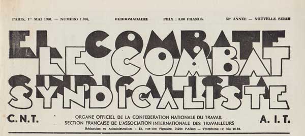 journal le Combat Syndicaliste de 1980