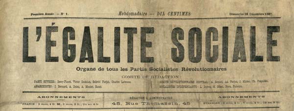 journal l'Egalité Sociale numéro 1